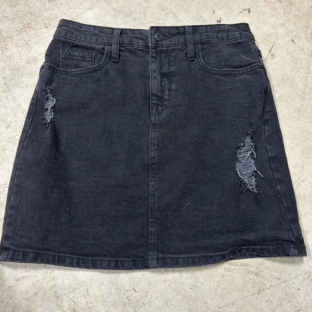 Black Mini Jean Skirt